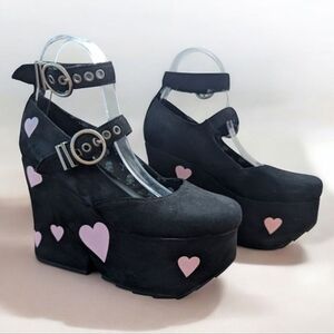 La Moda Dolls Kill Heart Platfom‎ Mary Janes Goth Club Chunky